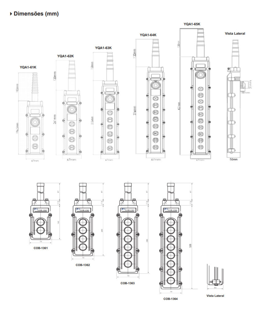 Dimensões - Botoeira Pendente COB - Minulight