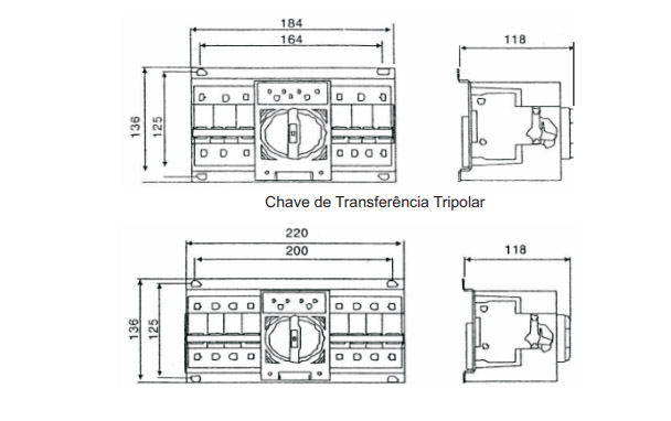 Dimensões da Chave de Transferência JC-HGLQ4